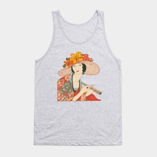 Lady in a hat (on cream) Tank Top